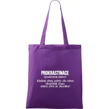 Prokrastinace - TEXT - Taška bavlněná - 42 x 38 cm ( Fialová )