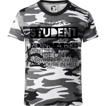 Chlapecké tričko Being a student - bike - Dětské maskáčové triko - 134 cm/8 let ( Šedý maskáč )