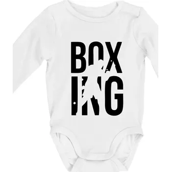 Kojenecký body Nápis Boxing - Body kojenecké s dlouhým rukávem - Dlouhý r. do 3 měs ( Bílá )