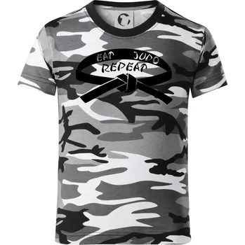 Chlapecké tričko Judo eat repeat - Dětské maskáčové triko - 134 cm/8 let ( Šedý maskáč )