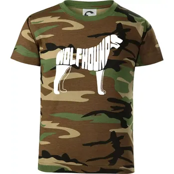 Chlapecké tričko Vlkodav nápis v těle - Dětské maskáčové triko - 134 cm/8 let ( Hnědý maskáč )