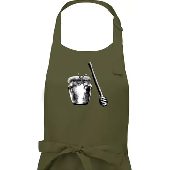 Kuchyňská zástěra Med ve sklenici - Pánská zástěra na vaření - Univerzální velikost ( Khaki )