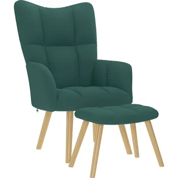 vidaXL Relaxační křeslo s podnožkou tmavě zelené textil