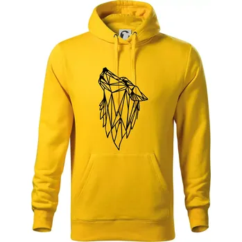 Pánská mikina Geometrie - vlk - vyjící - Mikina pánská Cape s kapucí - 2XL ( Žlutá )