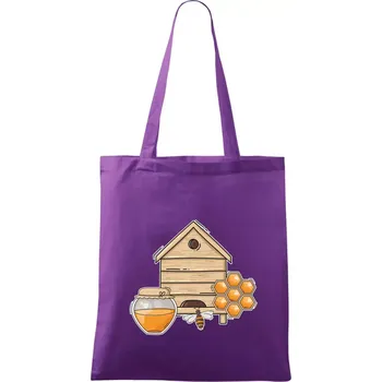 Včelí úly - Taška bavlněná - 42 x 38 cm ( Fialová )