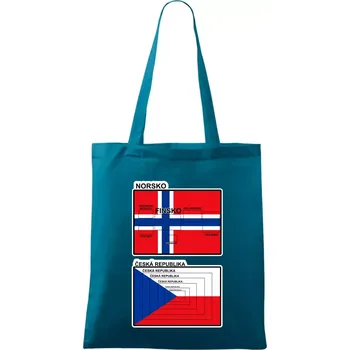 Norská a česká vlajka - Taška bavlněná - 42 x 38 cm ( Petrolejová )