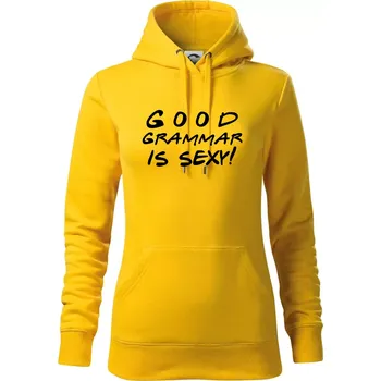 Dámská mikina Good grammar is sexy - Mikina dámská Cape s kapucí - M ( Žlutá )