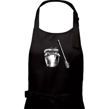 Kuchyňská zástěra Med ve sklenici - Pánská zástěra na vaření - Univerzální velikost ( Černá )