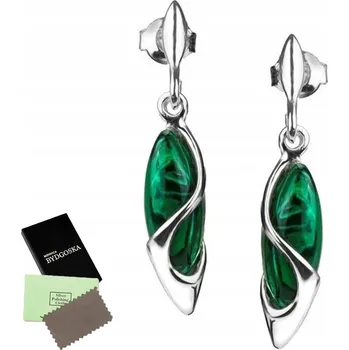 Náušnice KRÁSNÉ STŘÍBRO STŘÍBRNÉ NÁUŠNICE MALACHITEM 925