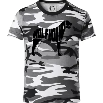 Chlapecké tričko Vlkodav nápis v těle - Dětské maskáčové triko - 122 cm/6 let ( Šedý maskáč )