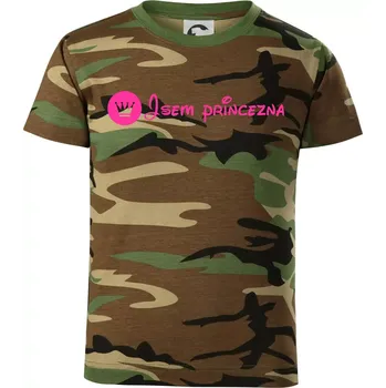 Chlapecké tričko Jsem princezna (samotné) - Dětské maskáčové triko - 134 cm/8 let ( Hnědý maskáč )