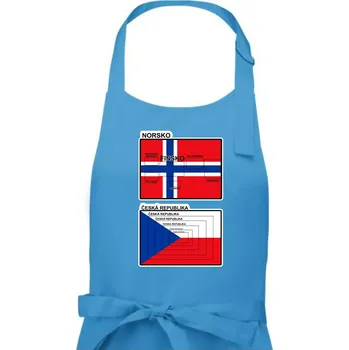 Kuchyňská zástěra Norská a česká vlajka - Pánská zástěra na vaření - Univerzální velikost ( Světlý tyrkys )