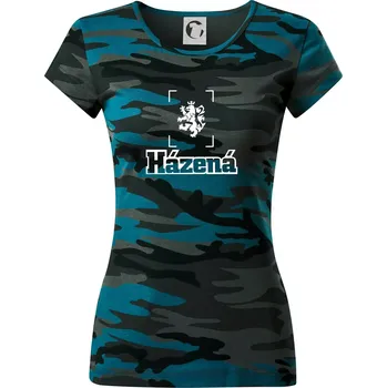 Národní házená lev - Dámské maskáčové triko - M ( Petrolejová maskáč )