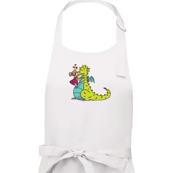 Kuchyňská zástěra Princezna a drak - Pánská zástěra na vaření - Univerzální velikost ( Bílá )
