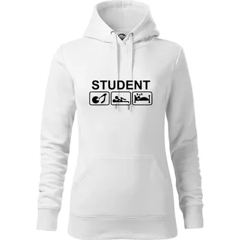 Dámská mikina Pít užívat spát - student - Mikina dámská Cape s kapucí - 2XL ( Bílá )