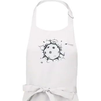 Kuchyňská zástěra Florbal míč v triku - Pánská zástěra na vaření - Univerzální velikost ( Bílá )