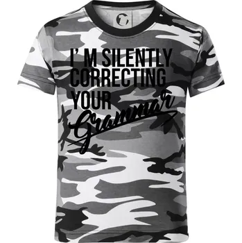 Chlapecké tričko Correcting grammar - Dětské maskáčové triko - 134 cm/8 let ( Šedý maskáč )