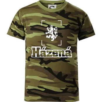 Národní házená lev - Dětské maskáčové triko - 134 cm/8 let ( Zelený maskáč )