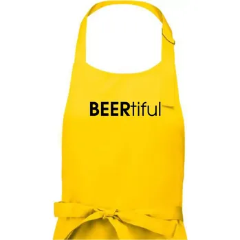 Kuchyňská zástěra Pivní nápisy BEERtiful - Dámská zástěra na vaření - Univerzální velikost ( Žlutá )