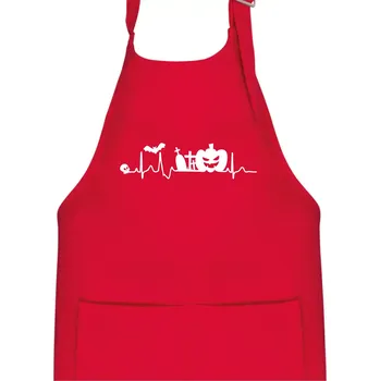 Kuchyňská zástěra EKG Halloween - Dětská zástěra na vaření - Univerzální velikost ( Červená )