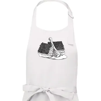 Kuchyňská zástěra Plastev s medem - Dámská zástěra na vaření - Univerzální velikost ( Bílá )