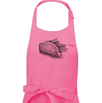 Kuchyňská zástěra Školní penál kreslený - Dámská zástěra na vaření - Univerzální velikost ( Růžová )