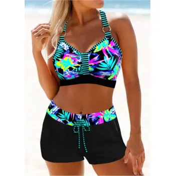 Dámské plavky Dámské dvoudílné sportovní plavky s kraťasy (vel. S - 6XL) Barva: Černá, Velikost: 6XL