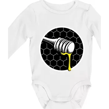 Včelařův med - Body kojenecké s dlouhým rukávem - Dlouhý r. 3-6 měs ( Bílá )