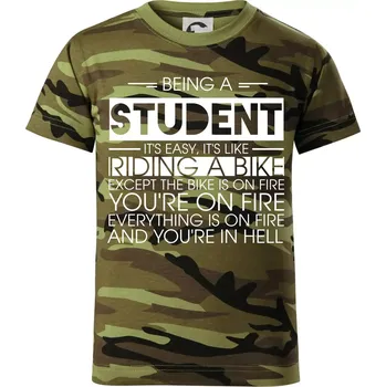 Chlapecké oblečení Being a student - bike - Dětské maskáčové triko - 104-110cm / 3-4 roky ( Zelený maskáč )