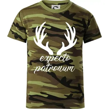 Harry - Expecto patronum - Dětské maskáčové triko - 134 cm/8 let ( Zelený maskáč )