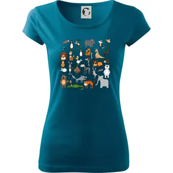 Dámské oblečení Zvířátka na triku - Dámské triko Pure - S ( Petrolejová )