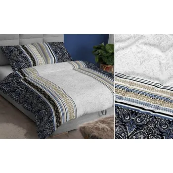 Povlečení Povlečení saténové 160x200 granátové šedé ornamenty na zip KARO