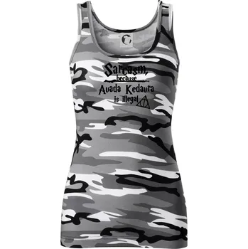 Dámské tričko Harry - Sarcasm, because Avada Kedavra is illegal - Dámské Maskáčové tílko - S ( Šedý maskáč )