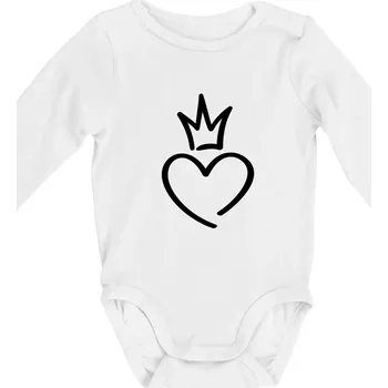 Kojenecký body Srdce princezna - Body kojenecké s dlouhým rukávem - Dlouhý r. do 3 měs ( Bílá )
