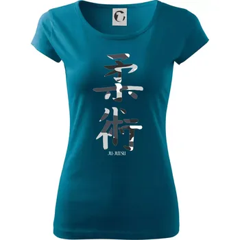 Ju-jutsu maskáčový nápis - Dámské triko Pure - XS ( Petrolejová )