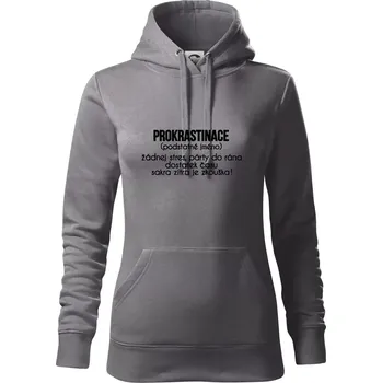 Dámská mikina Prokrastinace - TEXT - Mikina dámská Cape s kapucí - 2XL ( Ocelově šedá )