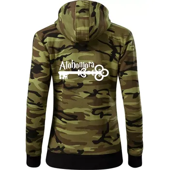 Dámská mikina Harry - Alohomora - Dámská mikina trendy zipper s kapucí - 2XL ( Zelený maskáč )
