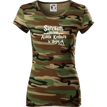 Harry - Sarcasm, because Avada Kedavra is illegal - Dámské maskáčové triko - S ( Hnědý maskáč )