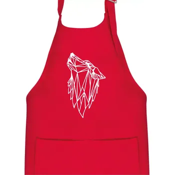 Kuchyňská zástěra Geometrie - vlk - vyjící - Dětská zástěra na vaření - Univerzální velikost ( Červená )