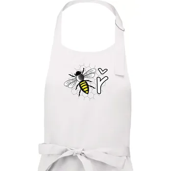 Kuchyňská zástěra Včelař logo - Pánská zástěra na vaření - Univerzální velikost ( Bílá )
