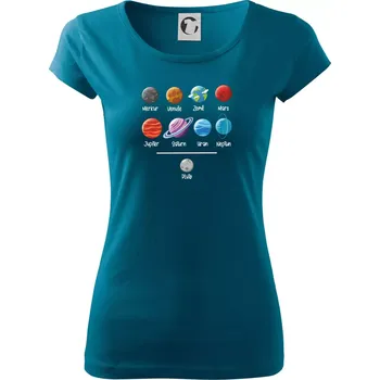 Planety vedle sebe plus pluto - Dámské triko Pure - 3XL ( Petrolejová )
