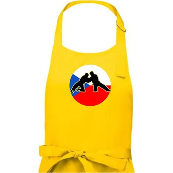 Kuchyňská zástěra Judo CZ vlajka - Dámská zástěra na vaření - Univerzální velikost ( Žlutá )
