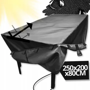 Krycí plachta Obal na zahradní stůl 250 x 200 x 80 cm černý
