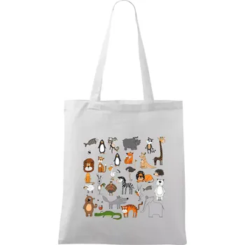 Nákupní taška Zvířátka na triku - Taška bavlněná - 42 x 38 cm ( Bílá )
