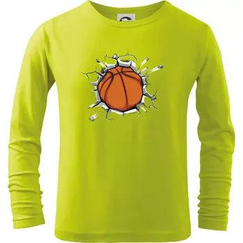 Dětská móda Basketbal míč v triku - Triko dětské Long Sleeve - 146 cm/10 let ( Limetková )