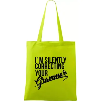 Correcting grammar - Taška bavlněná - 42 x 38 cm ( Limetková )