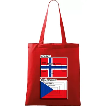 Nákupní taška Norská a česká vlajka - Taška bavlněná - 42 x 38 cm ( Červená )