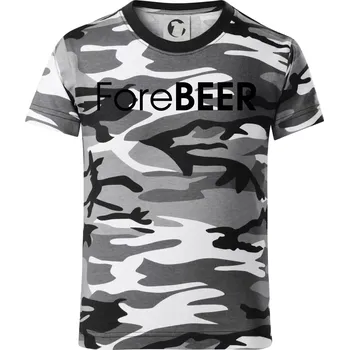 Chlapecké tričko Pivní nápisy ForeBEER - Dětské maskáčové triko - 122 cm/6 let ( Šedý maskáč )