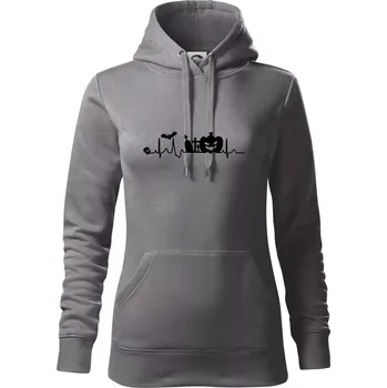 Dámská mikina EKG Halloween - Mikina dámská Cape s kapucí - XL ( Ocelově šedá )