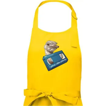 Kuchyňská zástěra Pštrosi vídea - Dámská zástěra na vaření - Univerzální velikost ( Žlutá )